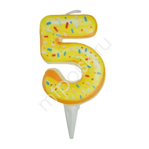 Свеча-цифра Пончик "5" 6см