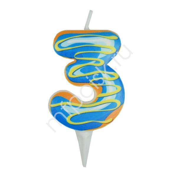 Свеча-цифра Пончик "3" 6см