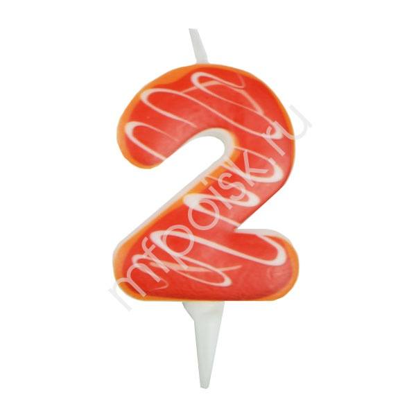 Свеча-цифра Пончик "2" 6см