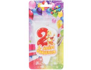 Свеча-цифра СДР Мишка "2", 8см