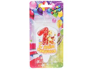 Свеча-цифра СДР Мишка "1", 8см