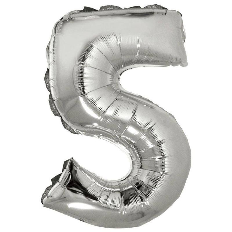 CN 16" Фигура Цифра Серебро "5" в упак.