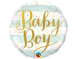Q18"/45см Круг Baby Boy, полосы голубые