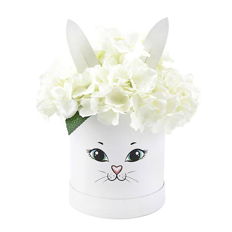 Коробка Цилиндр "Зайчик с ушками", Мерцающий золотистый 11,5*11,5*14 см/ БРАВО