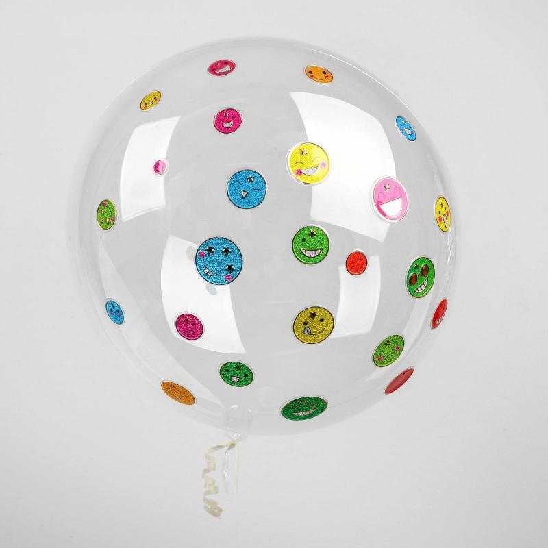CN 3D СФЕРА Б/РИС, Deco Bubble, с наклейками Эмоции, 20"/51см