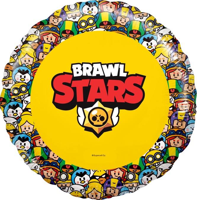 AG18"/46см Круг Brawl Stars, Герои, дизайн №2, Желтый