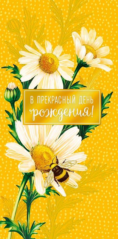 Конверт для денег "В прекрасный ДР" Ромашки