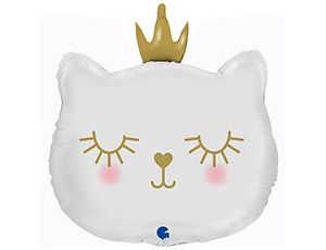 GR Фигура Голова Котенок Принцесса. Белый, в уп., 26"/66см /1207-4603