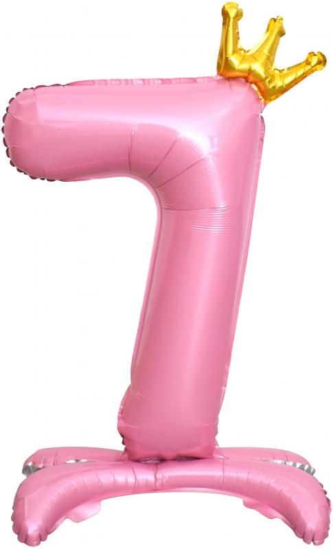 CN 32"/81см Фигура Цифра на подставке Корона Розовый "7"