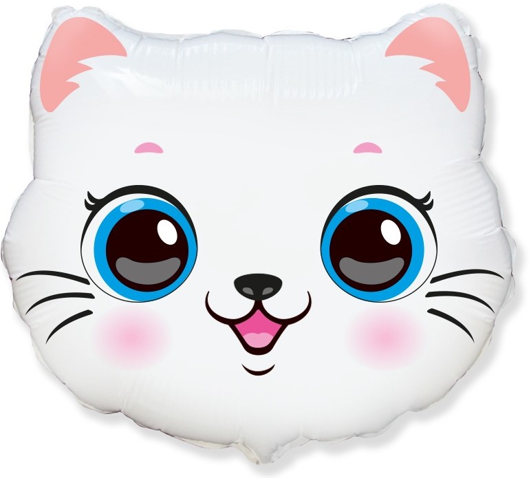 F Фигура Голова Котенок Милый, Белый 22''/56 см/ 1207-5214