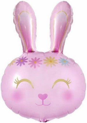 CN Фигура Голова Зайка Цветочный, Розовый, 32''/81см