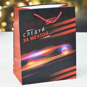 Пакет подарочный "Следуй за мечтой", Красный, 23*18*10см