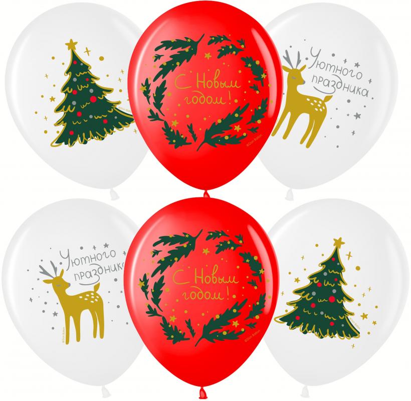 МЛ12"/30см с рис. С Новым годом! Белый/ красный, 1ст, паст, асс, 25шт.