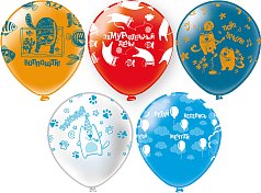 БК12"/30см с рис. Котики!, 5ст, паст, асс, 25шт.