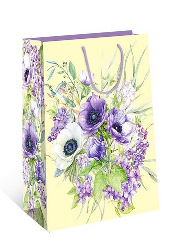 Пакет подарочный "Сиреневый букет", 22*18*10см