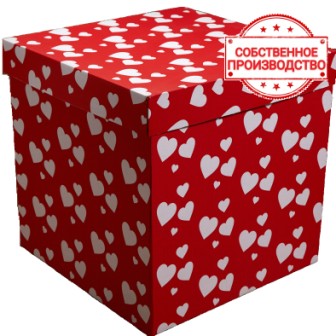 Крышка для коробки Красная с сердечками, 70*70*70 см