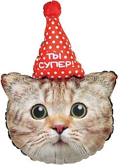 CN Фигура Голова Котенок в колпачке, в уп., 32''/81см