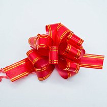 Бант шар 3см Золотая полоса Красный