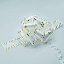 Бант шар 5см "Золотая полоса", Белый 