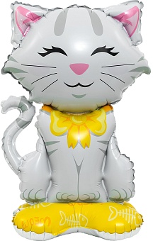 CN Фигура на подставке Кошечка с бантиком, Белый (под воздух), 24''/61см
