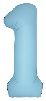 F 40''/102 см Фигура Цифра "1" Slim Светло-голубой, Матовый, 1 шт. в уп.,