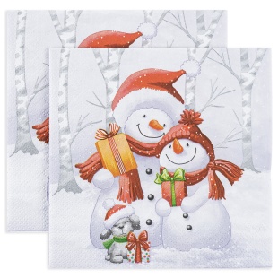Салфетки "Добрые снеговики", 33*33см, 20шт 