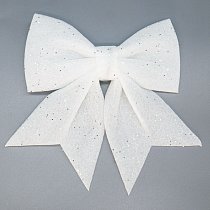 Украшение елочное "Бант", Белый блеск, 10*20см, 1шт