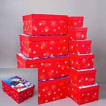 Коробка Подарочная "Веселые снеговики", 14,5х9,5х8см