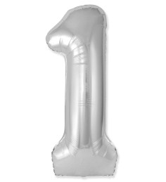 F 32"/81см Фигура Цифра Slim Серебро "1" в уп