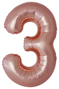 F 34"/86см Фигура Цифра, Slim, Розовое Золото, Металлик "3" в уп.